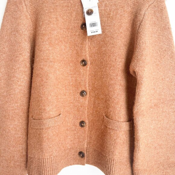 French Connection Camel Beige Classic Thick Tight KNit Cardigan M - Picture 2 of 6